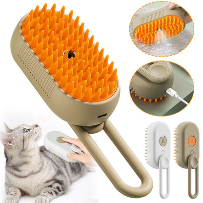 3-in-1 Electric Pet Grooming Brush with Steam and Spray for Cats and Dogs - Comb for Massage and Hair Removal