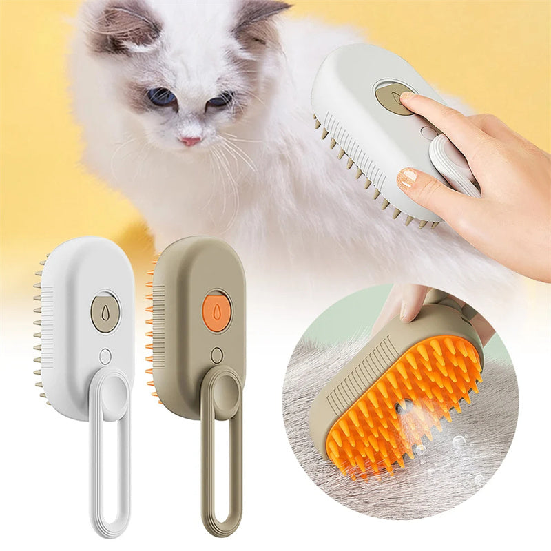 3-in-1 Electric Pet Grooming Brush with Steam and Spray for Cats and Dogs - Comb for Massage and Hair Removal