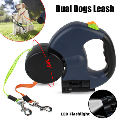 Retractable Reflective Leash for Small Dogs with 360° Swivel and Built-in Lighting