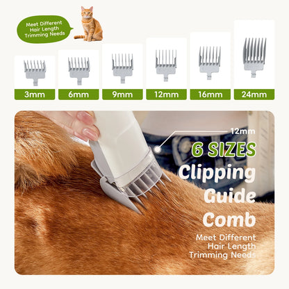Professional Pet Grooming Kit: 2.5L Hair Vacuum and 5-in-1 Electric Clipper Set for Dogs, Cats, and Other Animals