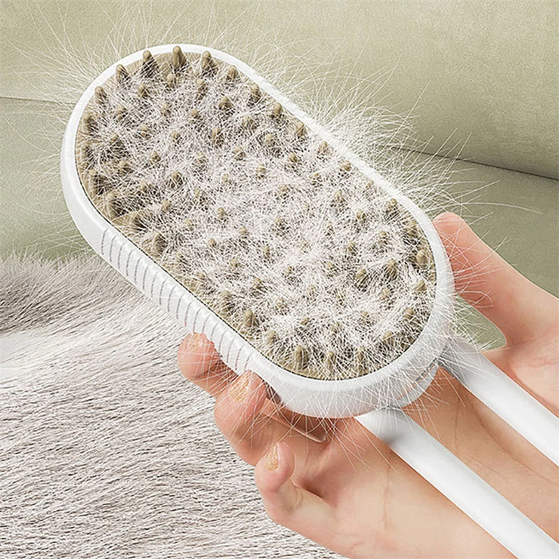 3-in-1 Electric Pet Grooming Brush with Steam and Spray for Cats and Dogs - Comb for Massage and Hair Removal