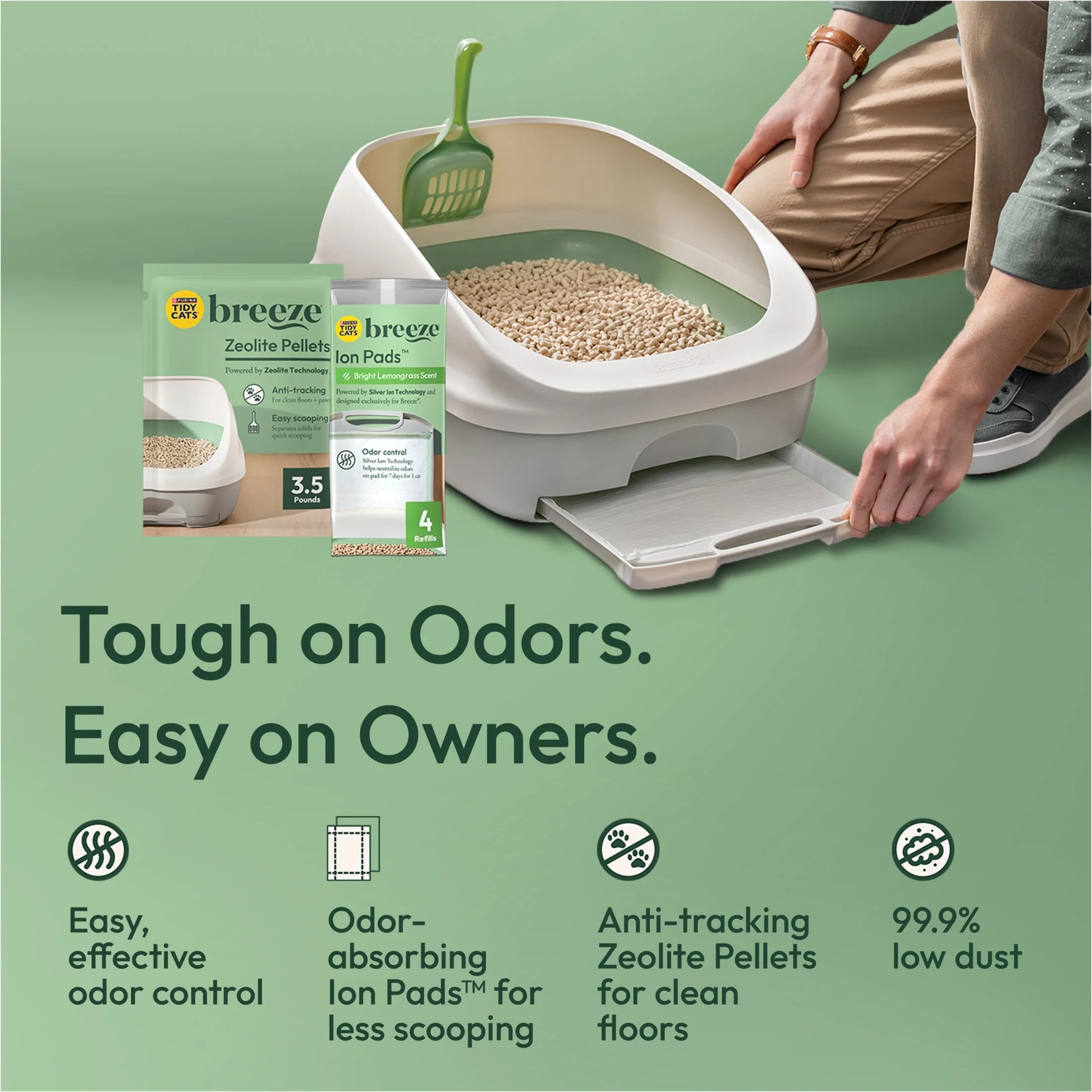 Purina Breeze Cat Litter Box System with Pellet Litter, Litter Box, and Replacement Pads
