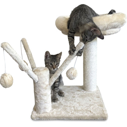 Deluxe Cat Scratching Post and Jungle Gym with Perch, Toys, and Sisal Features