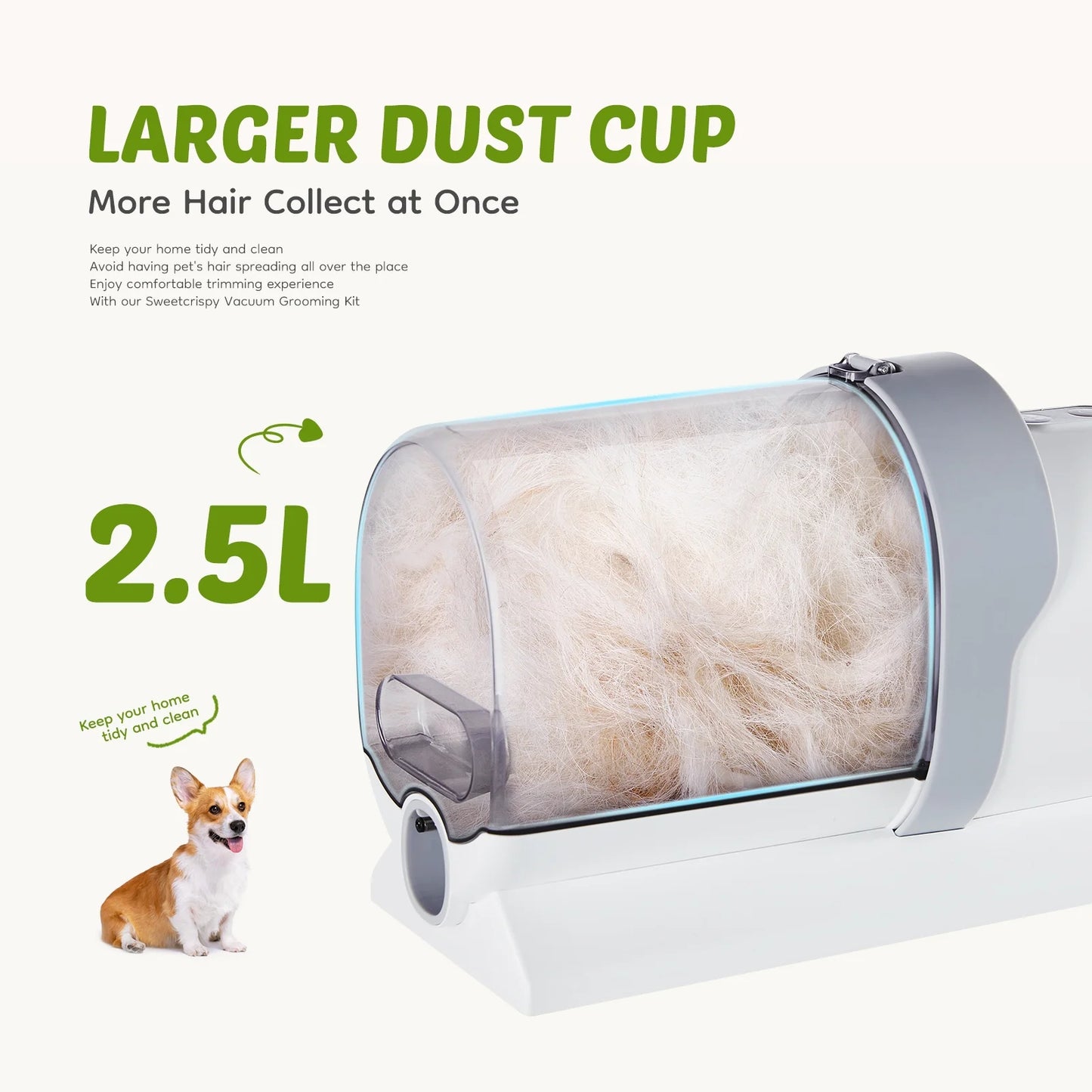 Professional Pet Grooming Kit: 2.5L Hair Vacuum and 5-in-1 Electric Clipper Set for Dogs, Cats, and Other Animals
