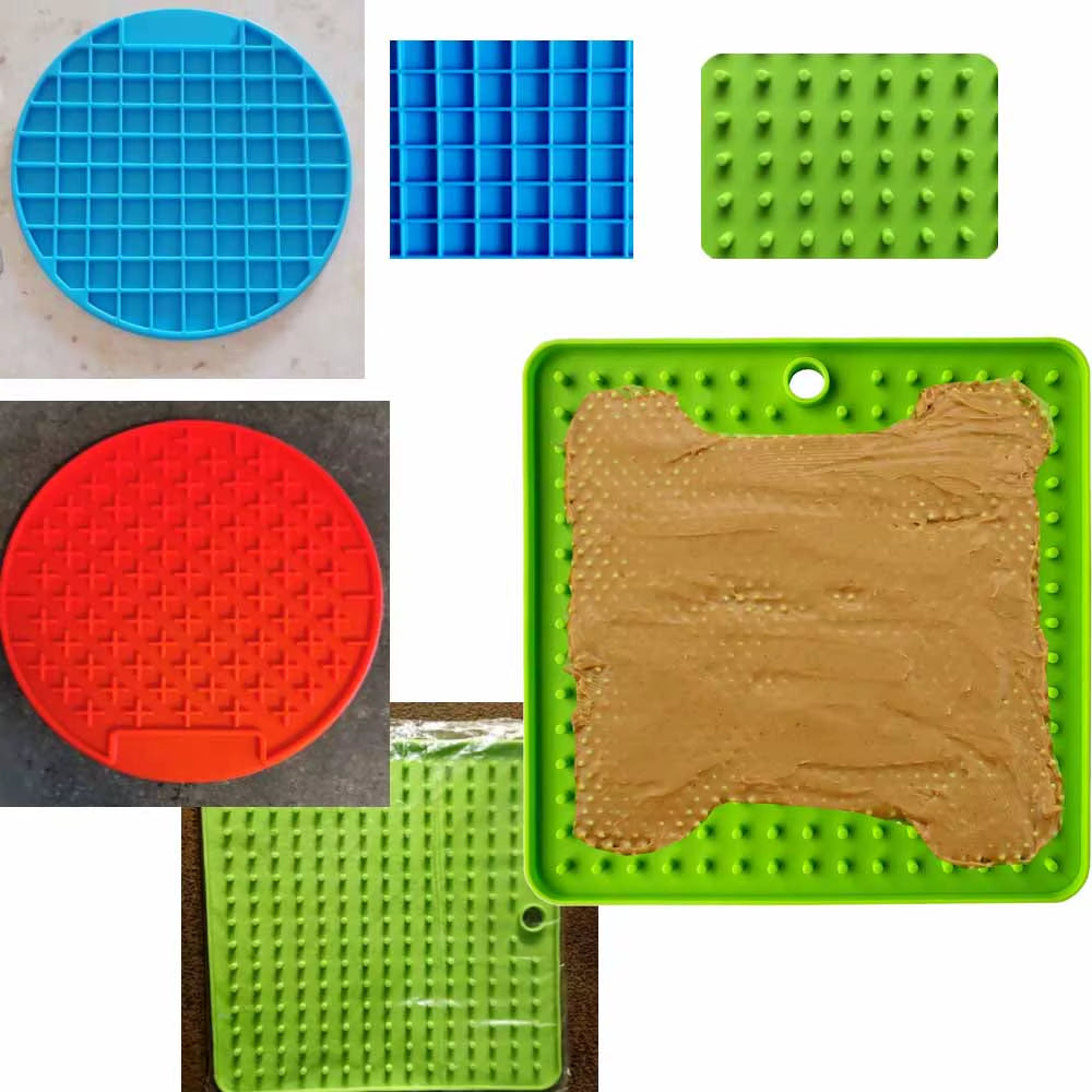 Silicone Slow Feed Mat for Dogs and Cats - Lick Pad and Anxiety Reducing Food Container for Puppies