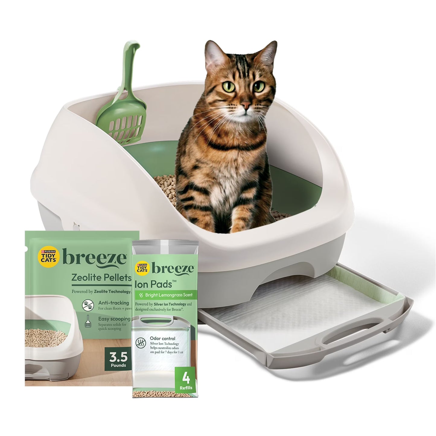 Purina Breeze Cat Litter Box System with Pellet Litter, Litter Box, and Replacement Pads