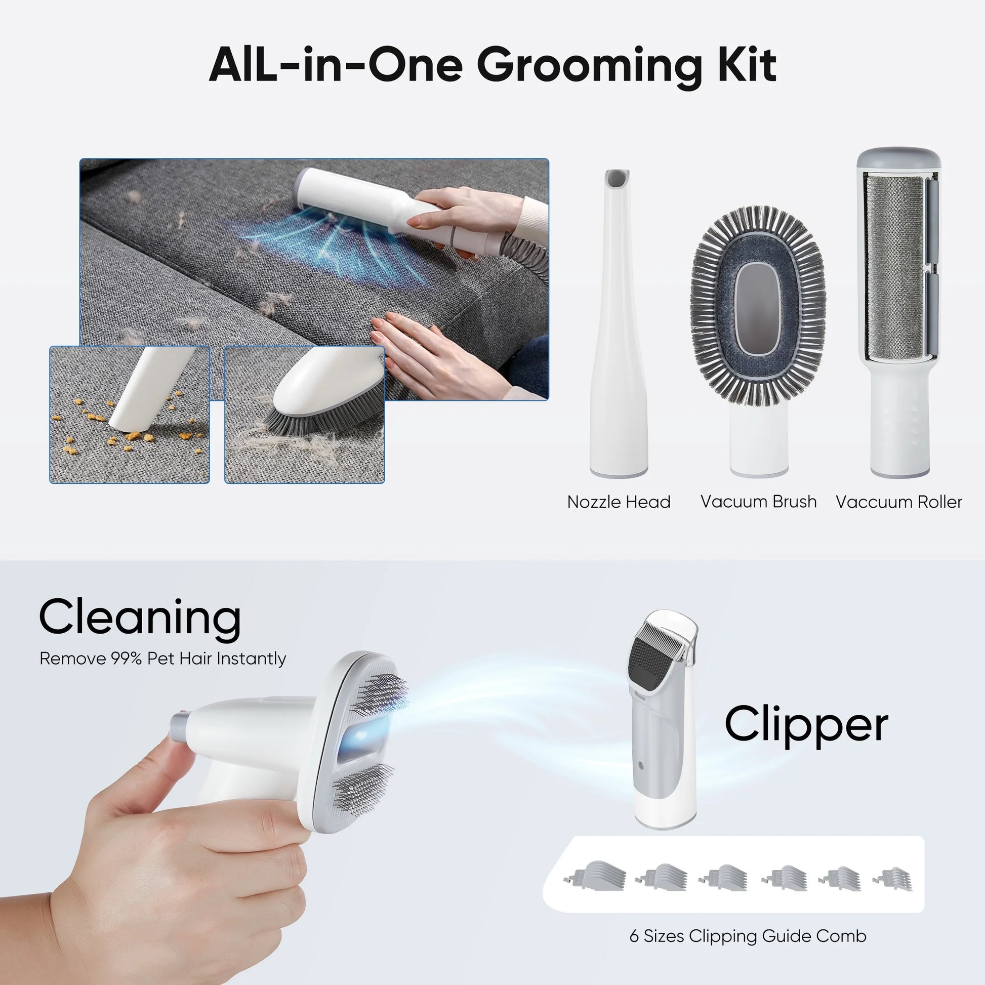 Professional Pet Grooming Kit: 2.5L Hair Vacuum and 5-in-1 Electric Clipper Set for Dogs, Cats, and Other Animals