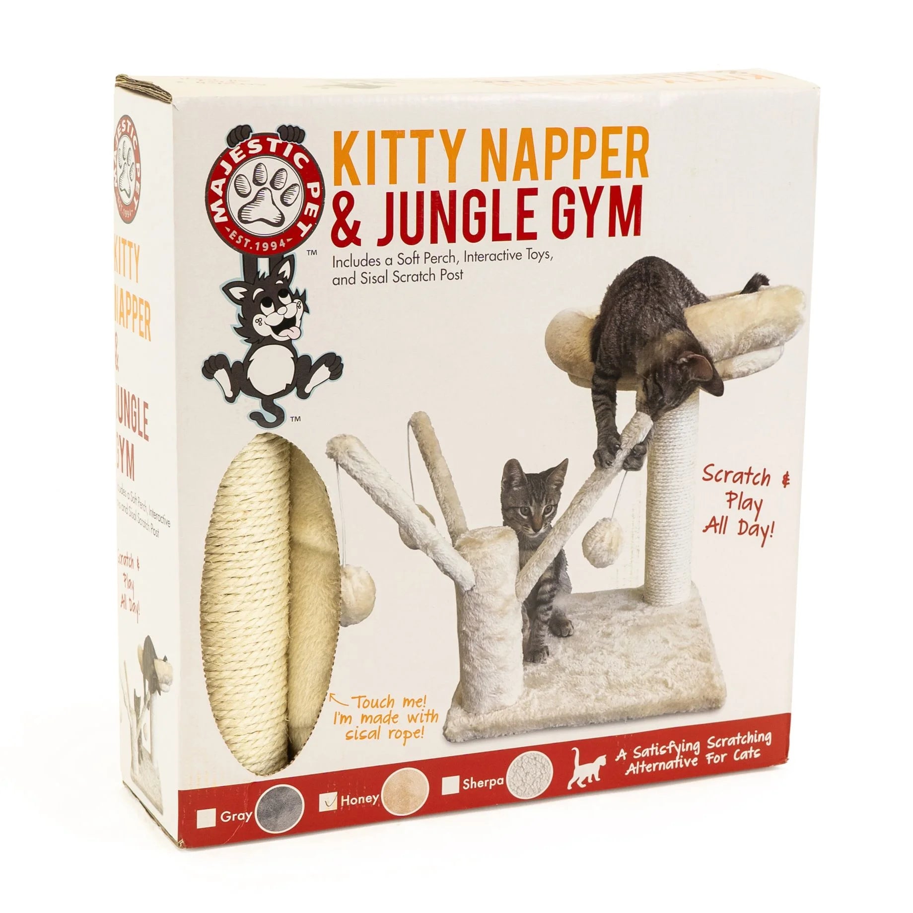 Deluxe Cat Scratching Post and Jungle Gym with Perch, Toys, and Sisal Features