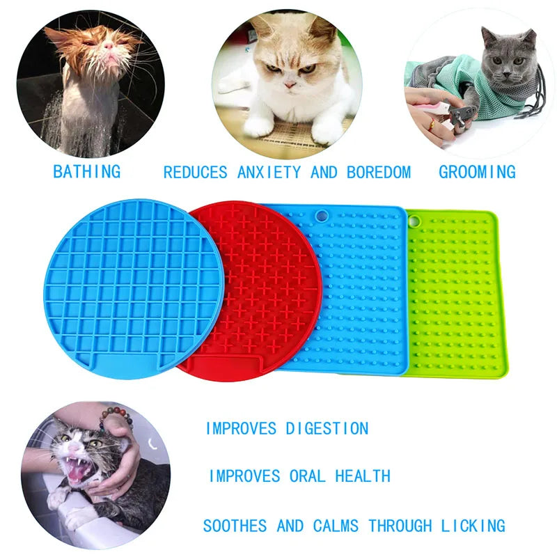 Silicone Slow Feed Mat for Dogs and Cats - Lick Pad and Anxiety Reducing Food Container for Puppies