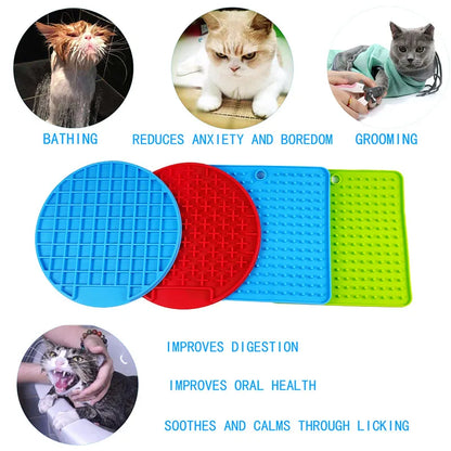 Silicone Slow Feed Mat for Dogs and Cats - Lick Pad and Anxiety Reducing Food Container for Puppies
