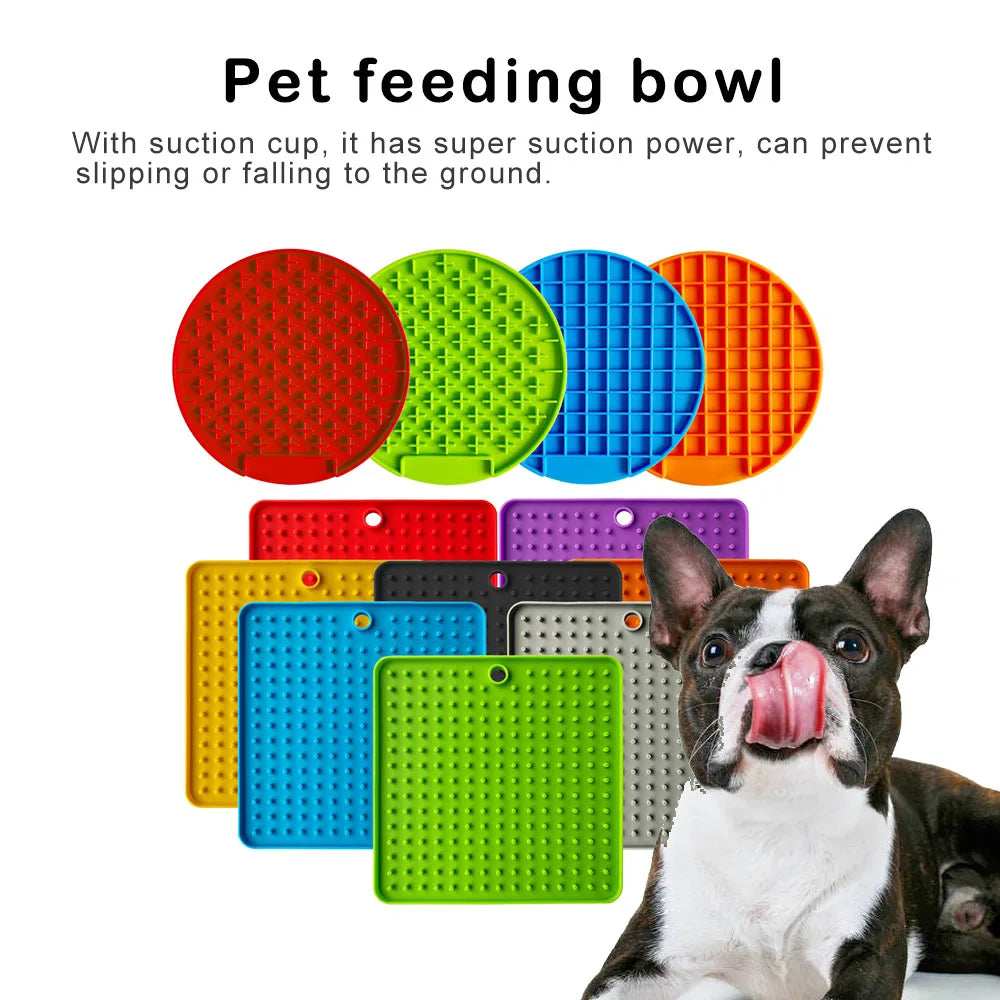 Silicone Slow Feed Mat for Dogs and Cats - Lick Pad and Anxiety Reducing Food Container for Puppies
