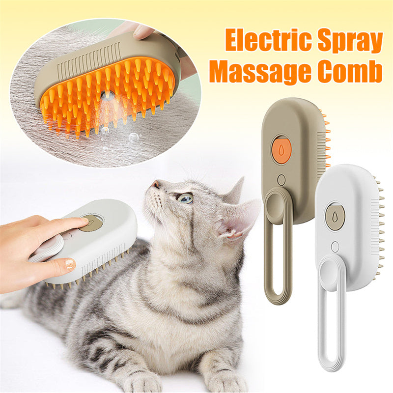 3-in-1 Electric Pet Grooming Brush with Steam and Spray for Cats and Dogs - Comb for Massage and Hair Removal