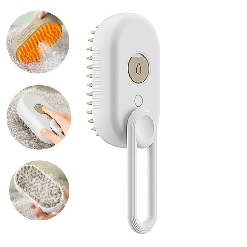 3-in-1 Electric Pet Grooming Brush with Steam and Spray for Cats and Dogs - Comb for Massage and Hair Removal