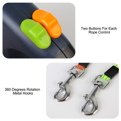 Retractable Reflective Leash for Small Dogs with 360° Swivel and Built-in Lighting
