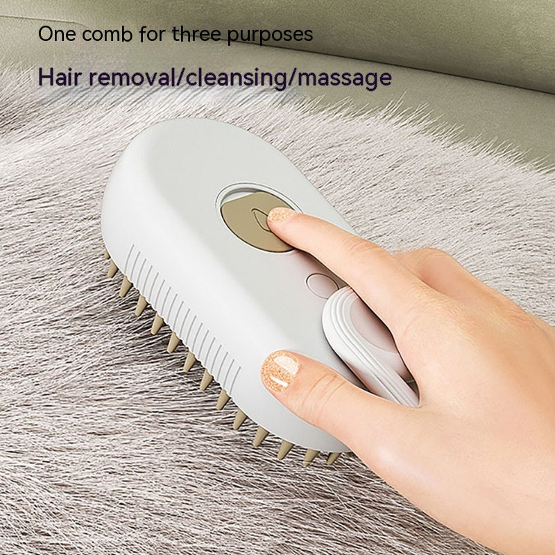 3-in-1 Electric Pet Grooming Brush with Steam and Spray for Cats and Dogs - Comb for Massage and Hair Removal