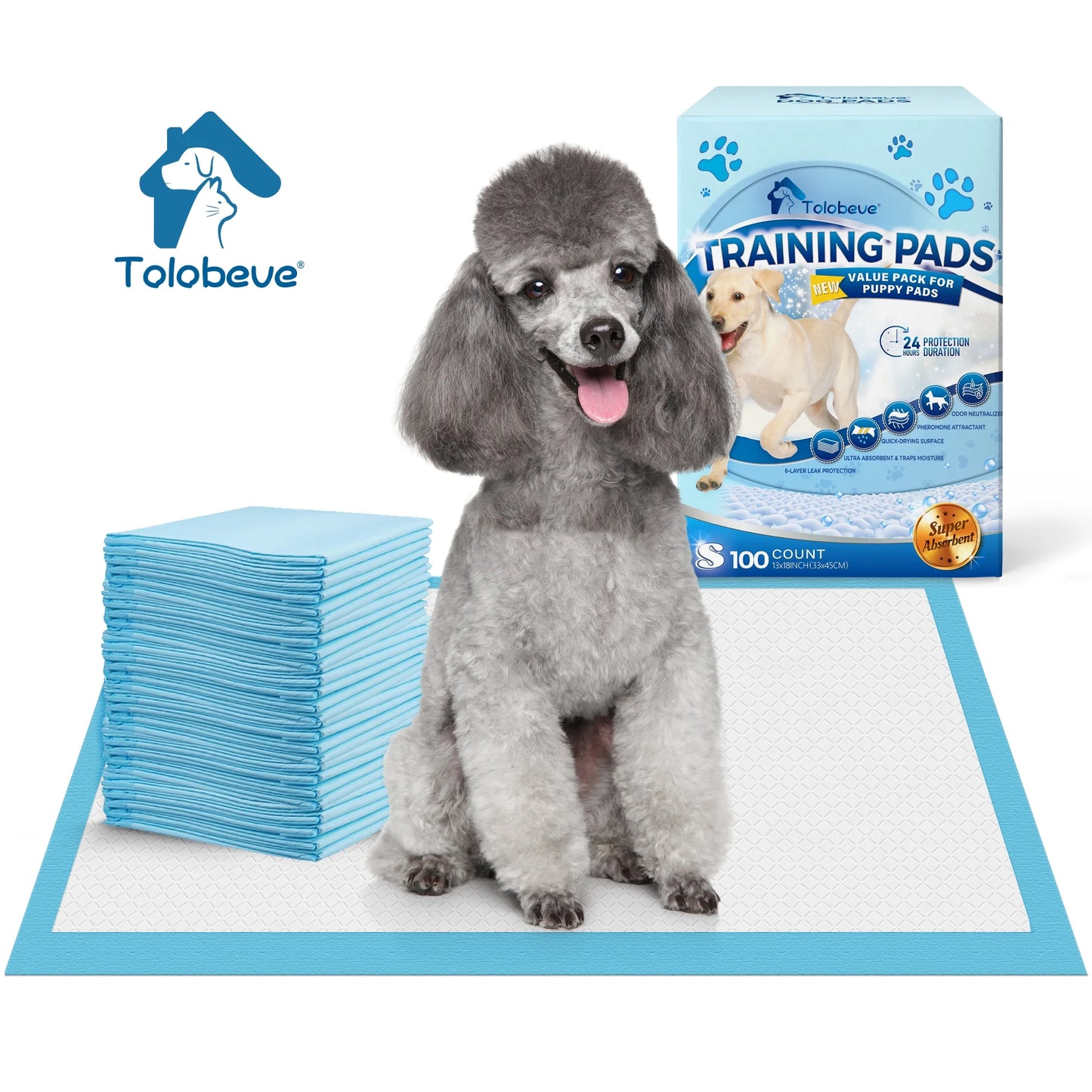 Disposable Dog and Puppy Training Pads, Size S, 13x18 Inches, 100 Count