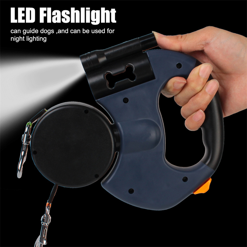Retractable Reflective Leash for Small Dogs with 360° Swivel and Built-in Lighting