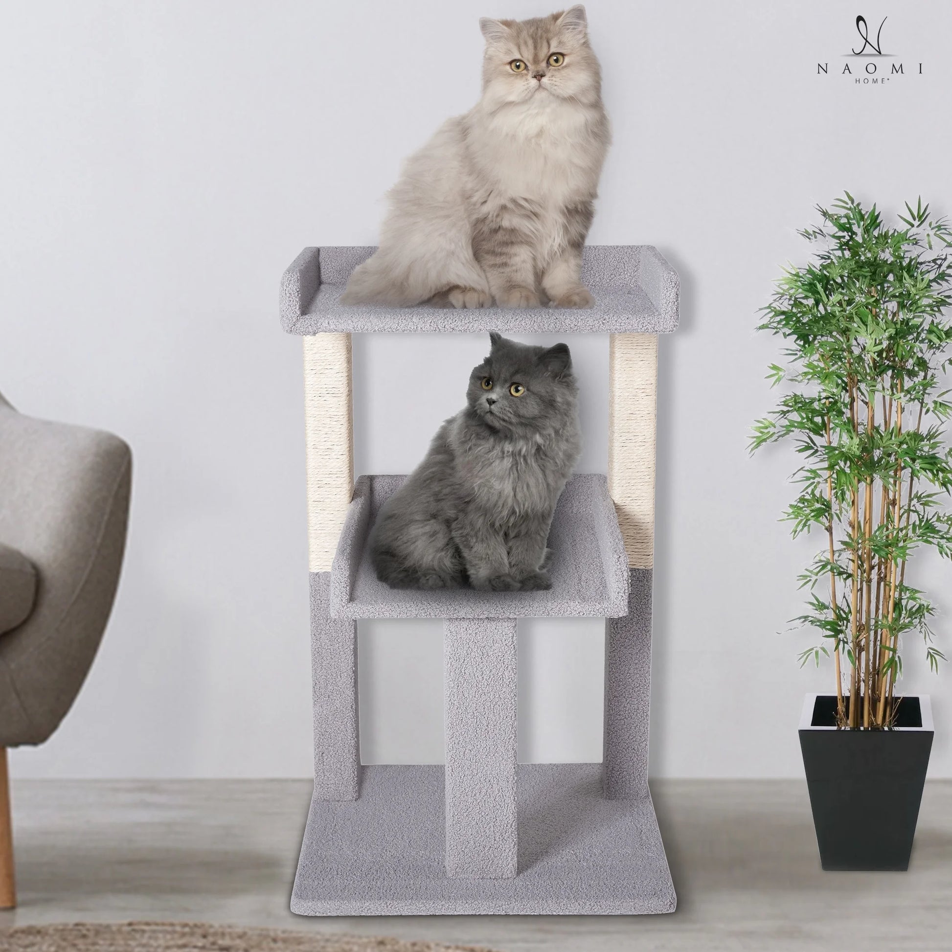 65-Inch Cat Tree Condo Tower for Large Adult Cats with Scratching Posts and Perches - Gray