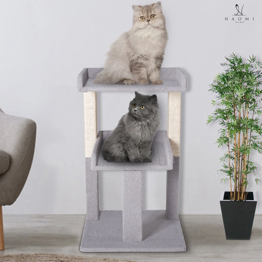 65-Inch Cat Tree Condo Tower for Large Adult Cats with Scratching Posts and Perches - Gray