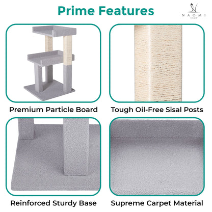 65-Inch Cat Tree Condo Tower for Large Adult Cats with Scratching Posts and Perches - Gray