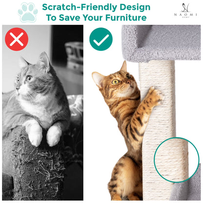 65-Inch Cat Tree Condo Tower for Large Adult Cats with Scratching Posts and Perches - Gray
