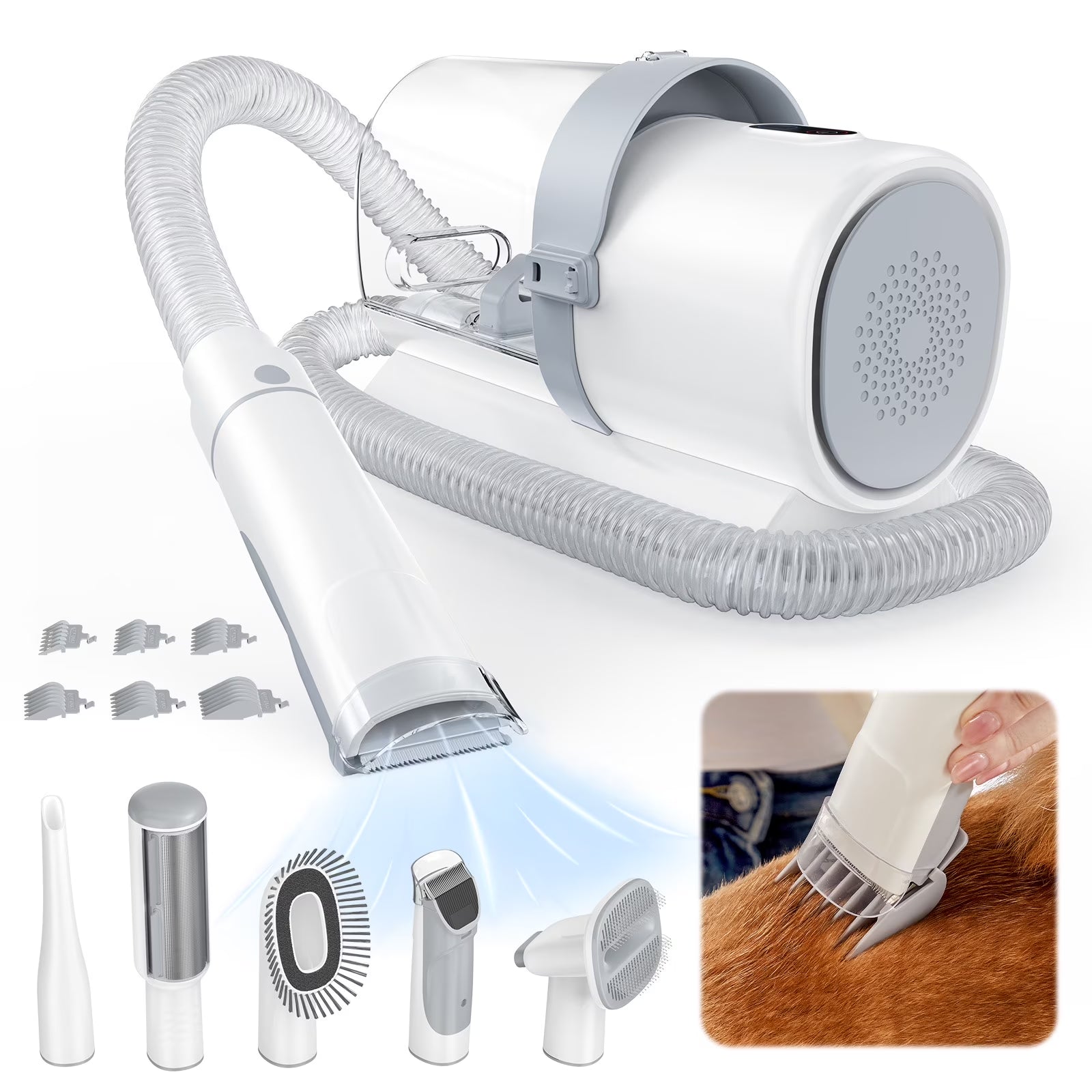 Professional Pet Grooming Kit: 2.5L Hair Vacuum and 5-in-1 Electric Clipper Set for Dogs, Cats, and Other Animals
