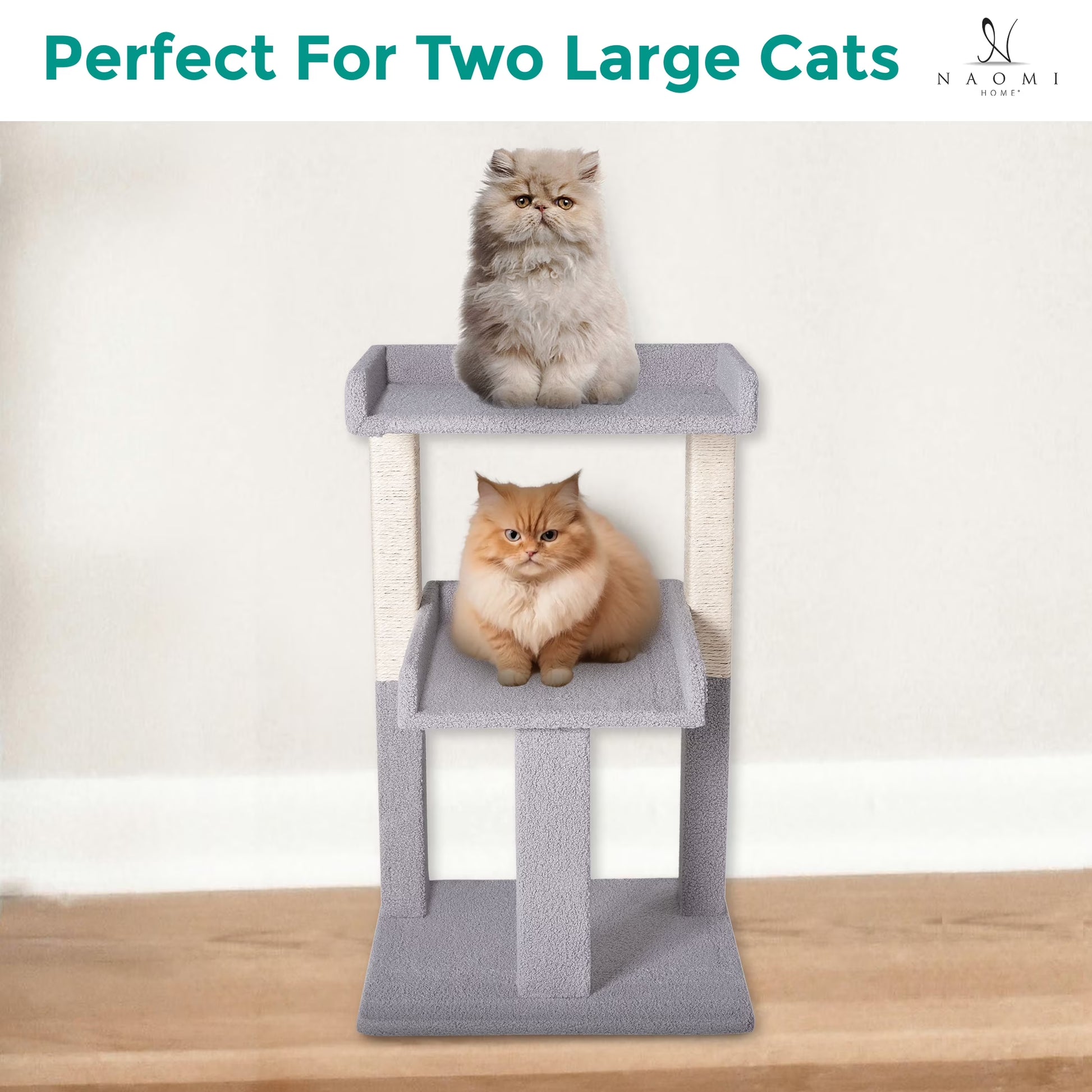 65-Inch Cat Tree Condo Tower for Large Adult Cats with Scratching Posts and Perches - Gray