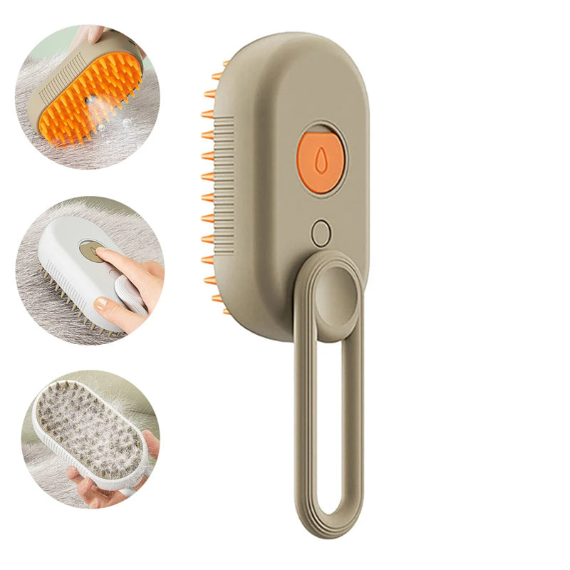 3-in-1 Electric Pet Grooming Brush with Steam and Spray for Cats and Dogs - Comb for Massage and Hair Removal